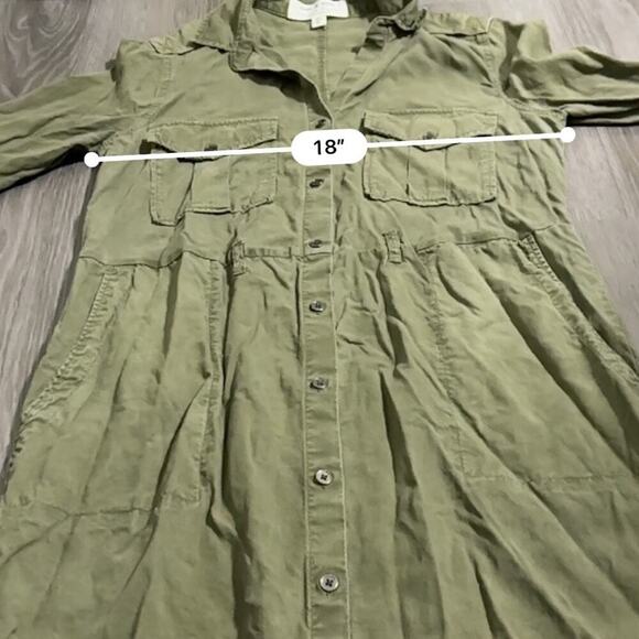 Anthropologie Cloth & Stone Olive Green Tencel Lyocell Utility Mini Dress Sz XS - Picture 9 of 10